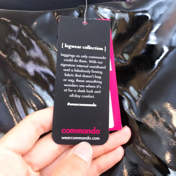 Commando Faux Leather Black Shine High Waist Classic Compression Leggings S NWT - Picture 5 of 9